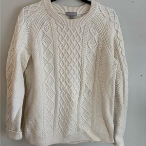 J. Crew Women's Cream Cable Knit Crewneck Sweater